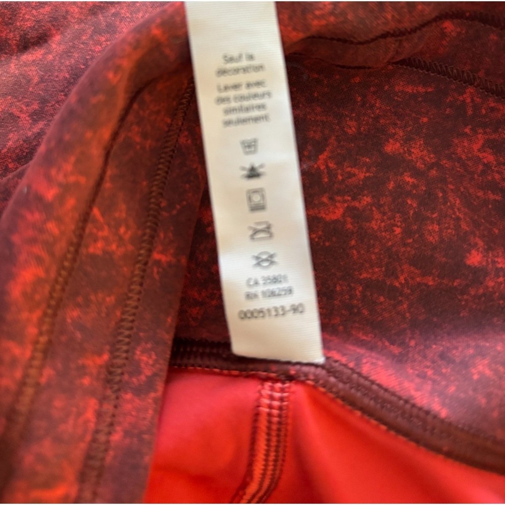 Lululemon Leggings Autumn Red Black 6 Wunder Train High Rise Gym Workout Marbled - Picture 10 of 16